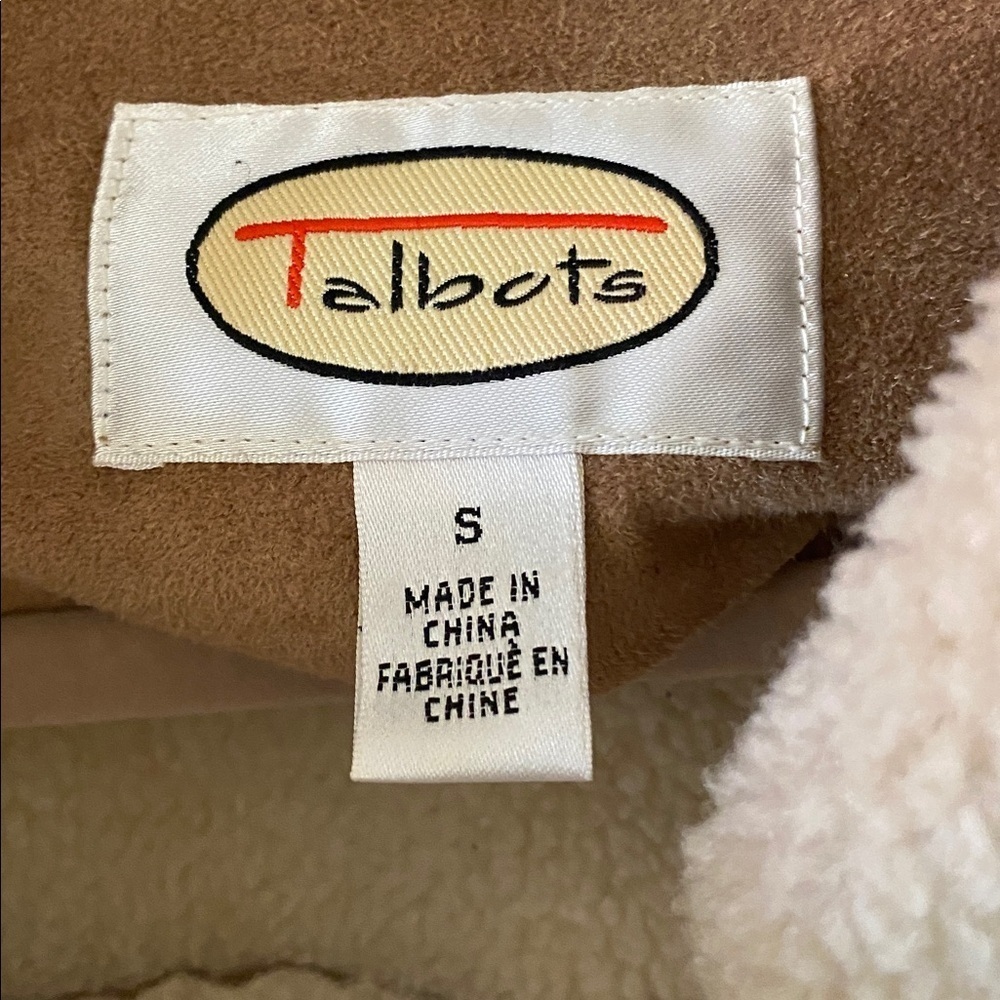 Talbots Tan  and Cream Sherpa Shearling Jacket - Picture 3 of 6